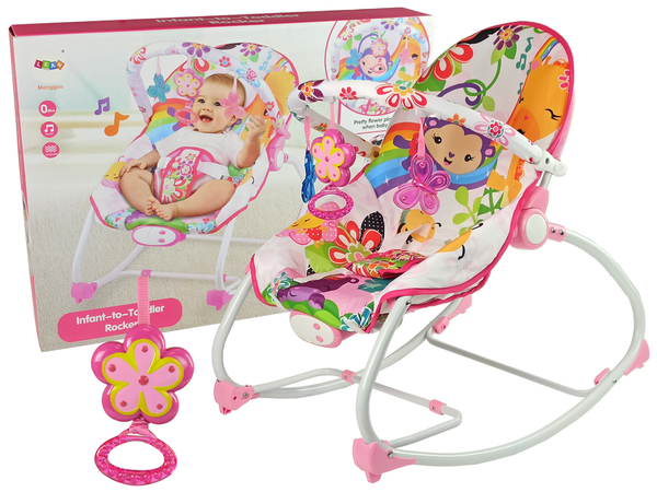 Rocking Chair 2in1 Pink Flower Sounds Vibration