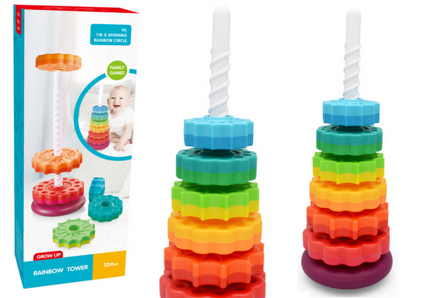 Rotating Pyramid Tower Sorter Rainbow Puzzle 6 El.