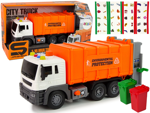 Rubbish Truck Friction Drive Sound Effects Orange 1:16 Segregation