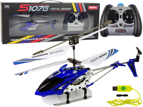 SYMA S107G helicopter  + Remote control + Rechargeable battery Blue