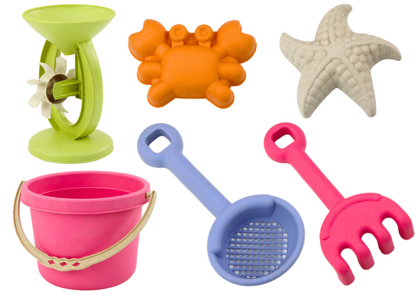 Sand Toy Set, Bucket, Grinder, Strainer, Pastel Molds