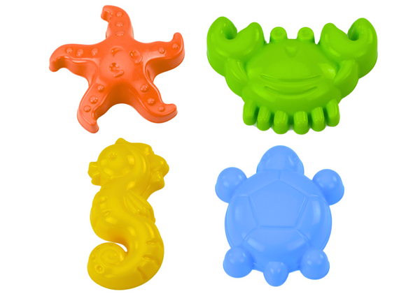 Sea Sand Molds 4 Pieces Crab Turtle Starfish Horse Yellow Green