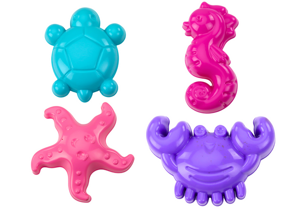 Sea Sand Molds 4 Pieces Crab Turtle Starfish Pink Horse