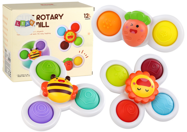 Sensory Toy Spinners Bee Sun Carrot Suction Cups