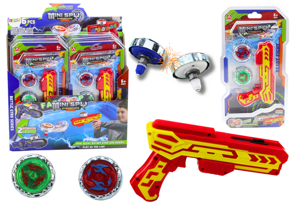 Set Gun Launcher 2 Metal Discs Red Lights