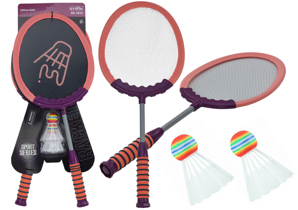 Set of 2 Badminton rackets, 2 Badminton shuttles, pink