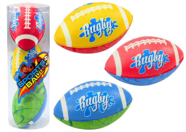 Set of 3 Foam Rugby Balls 3 Colors