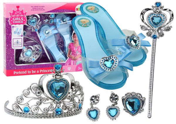 Set of Accessories for a Little Princess Crown Slippers Blue