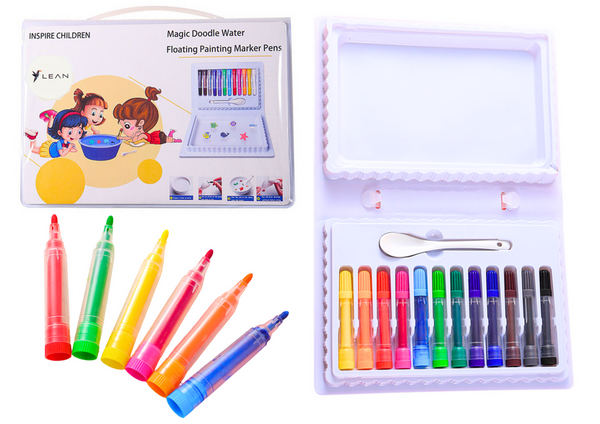 Set of Colored Water Marker Pens, Suitcase, 12 Pieces