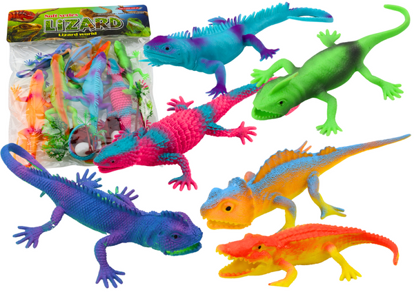 Set of Colorful Lizards Reptiles Figurines 8 Pieces