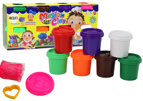 Set of Playdough in a Cup, 8 Pieces, Colorful Molds