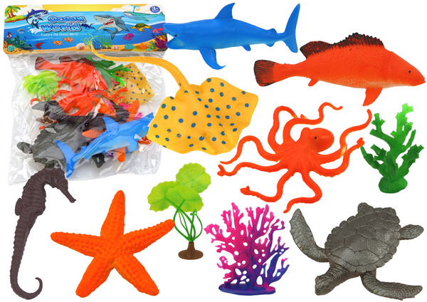 Set of Sea Animal Figurines 7 Pieces Aquatic Plants