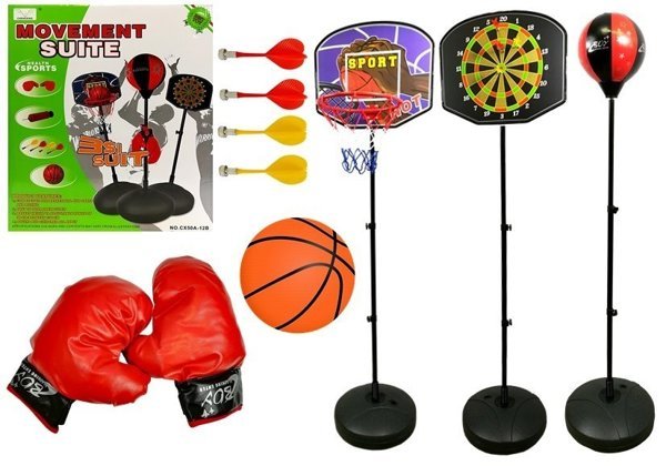 Set of Sports Games 3in1 Basketball Darts Boxing