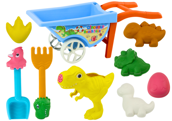 Set of Toczka Sand Toys, Six Molds, Watering Can, Dinosaurs