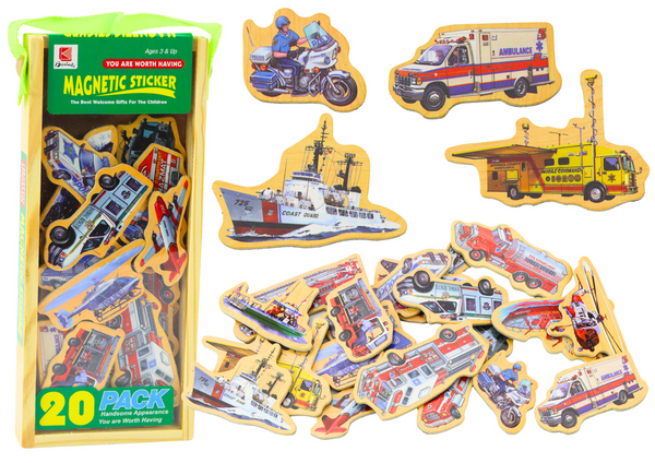 Set of Wooden Magnets Vehicles Ships Planes 20 pieces