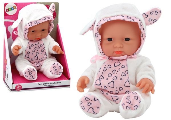 Small Baby Doll, White Clothes, Hat, Bow, Ears