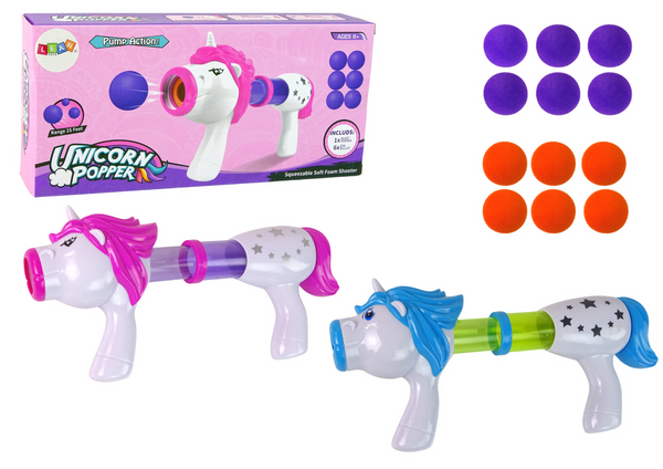 Soft Ball Launcher Gun Unicorn Blue Pink