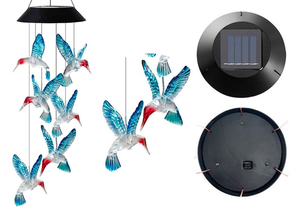 Solar Hummingbirds Birds LED Colorful Light