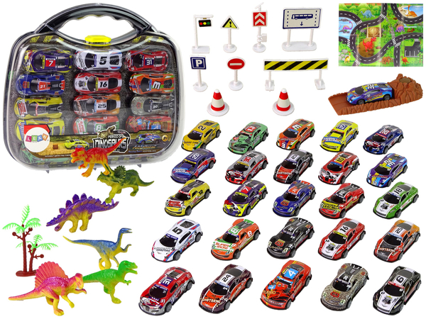 Sports Cars Set Resoraks Dinosaurs Accessories Road Signs Suitcase