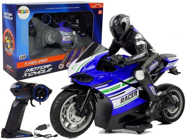 Sports Motorcycle 2.4G Remote Controlled Racer Range 35m Blue 