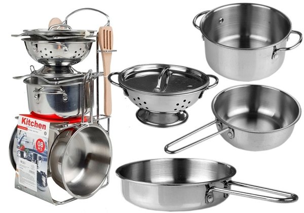 Stainless Steel Pots and Pans Miniature 8 pcs