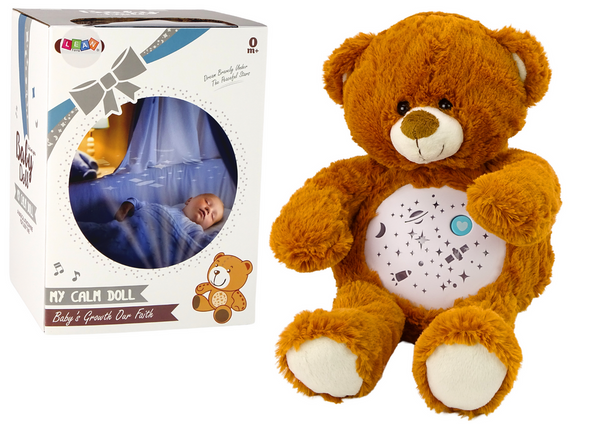Teddy Bear Sleeping Lights Sounds Night and Day Mode Brown