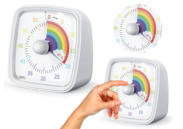 Timer With Alarm And Light White Rainbow Knob