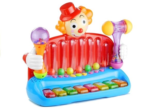 Toy Baby Piano Clown Organ Rattles Balls Hammer 