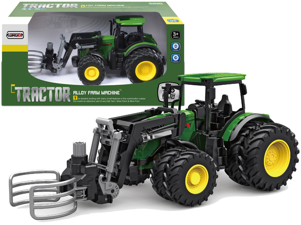 Tractor Green 1:24 Farmer Grapple for Hay Rolls Rubber Wheels