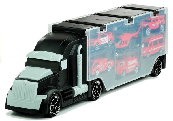 Transport Truck with 6 cars Case Black