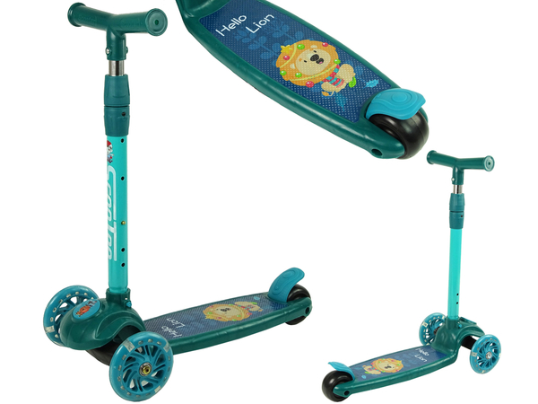 Tricycle Balance Scooter Luminous Wheels Green Lion