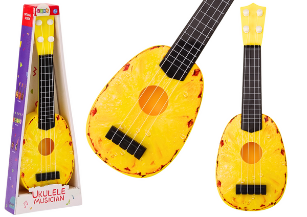 ﻿﻿Ukulele For Children Mini Guitar 4 Strings Pineapple Theme Yellow Guitar 15″