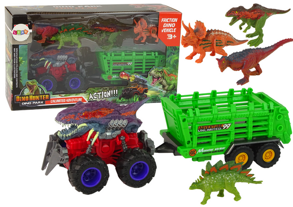 Vehicle with a Dinosaur Theme Trailer 4 Dinosaur Pieces