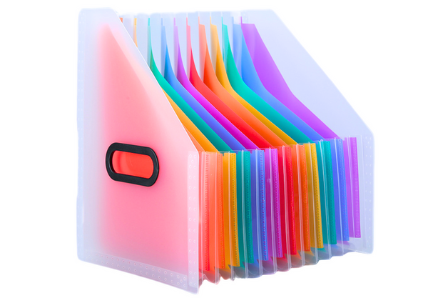 Vertical Document Organizer Folder Colored Tabs Pockets A4