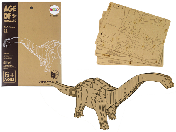 Wooden 3D Spatial Puzzle Brontosaurus Educational Assemblage 38 Pieces