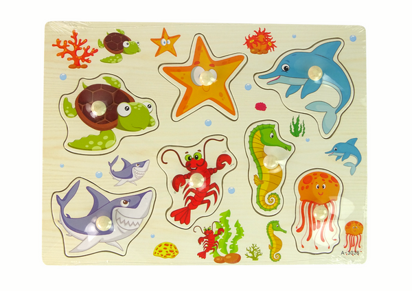 Wooden Educational Puzzle Sea Animals 7El.