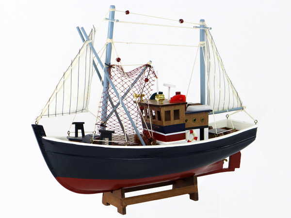 Wooden Navy Blue Collector's Model Ship