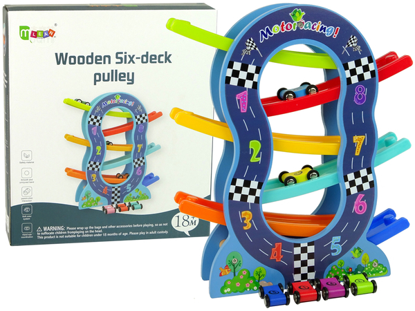 Wooden Slide 6 Levels Cars Numbers
