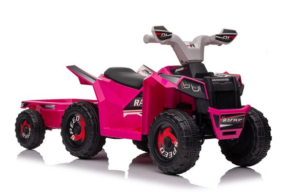 XMX630T Pink Battery Quad Bike With Trailer