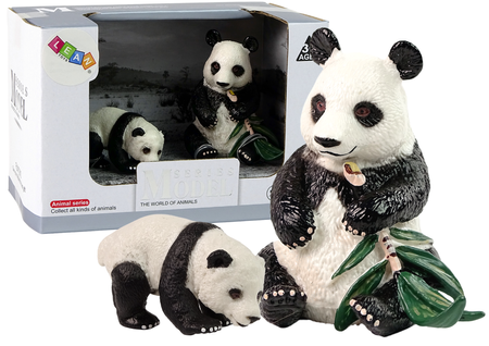 2er-Set Pandafiguren mit jungem Panda und Bambusblättern  Serie Tiere der Welt