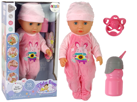 Baby-Puppe Pinkelgeräusche Puppe Flasche rosa Pyjamas 
