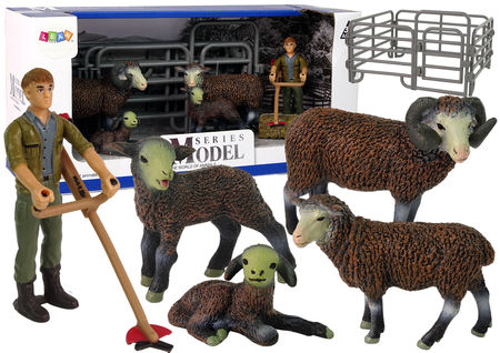 Großes Figurenset Haustiere + Bauer und Bauernhaus Schafe im Bauernhaus