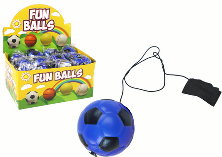 PU-Fußball mit Jojo-Radiergummi zum Hüpfen, 6 cm, Blau