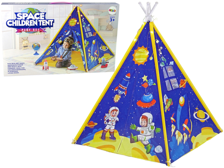 Zelt für Kinder Lichteffekte Weltraumraketen Sterne Blau