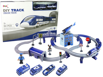 Kinder Spielzeug Polizei Autorennbahn Eisenbahn Lok Batteriebetrieben 92 Teile 
