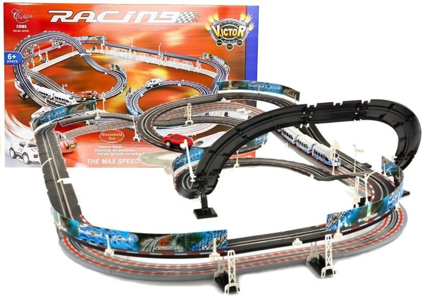 Double Track Car Set ab 6 Jahren Autorennbahn Rennstrecke Rennbahn mit Magnet 