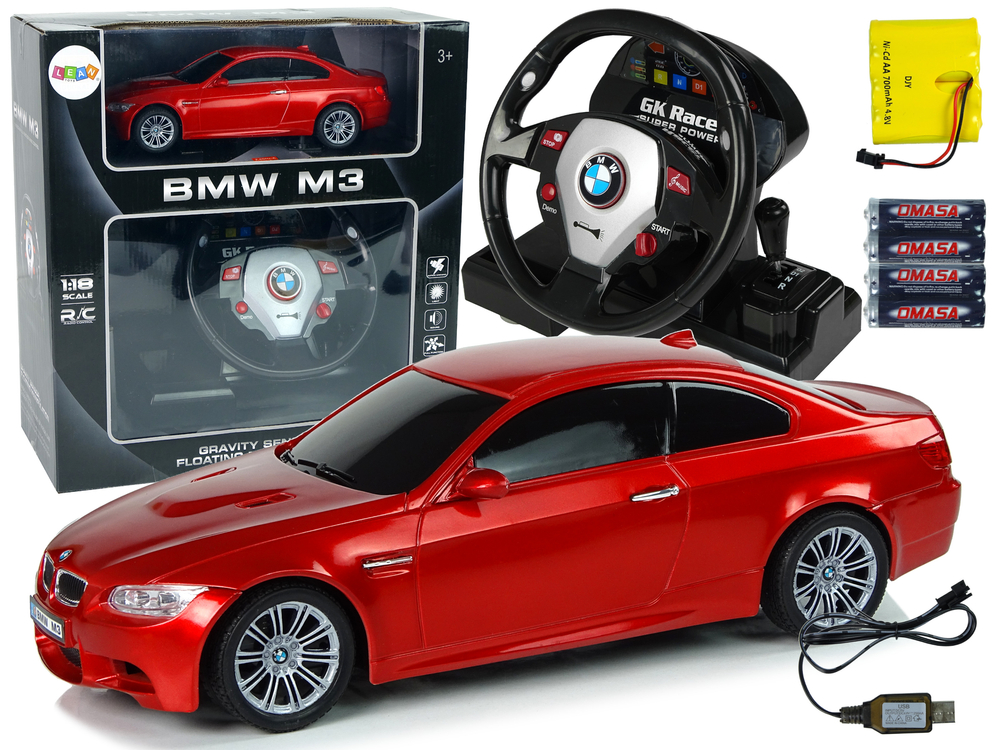 Ferngesteuertes BMW M3 Rot 2.4G Pilot Lenkrad 1:18 Sound Lights, Spielzeug  \ R/C Spielzeug