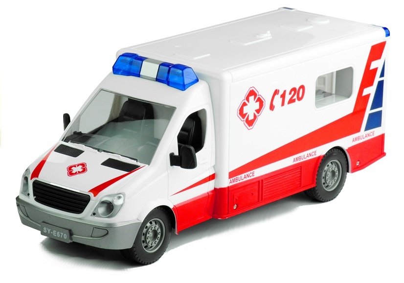 COHU Rettungsfahrzeug-Spielzeug 1:36 Krankenwagen-Modell mit Pull-Back-Sound-Licht für die Schule für zu Hause