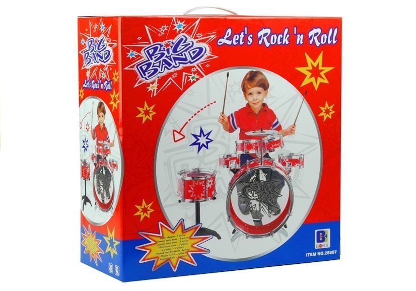Kinder Baby Spielzeug Schlagzeug GROSSE Trommel Musikinstrument mit Stuhl ROT 
