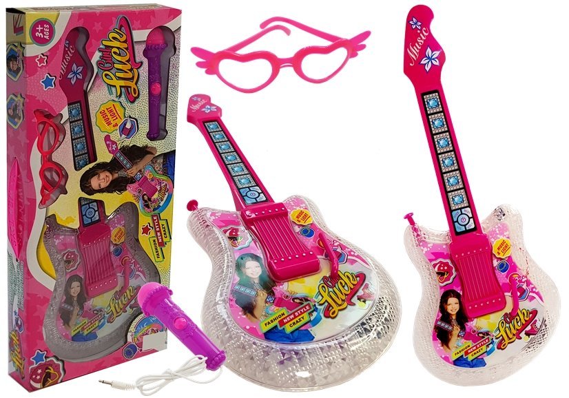 Kindergitarre Spielzeuggitarre Sound&Licht Gitarre+Brille mit Mikrofon Musik 